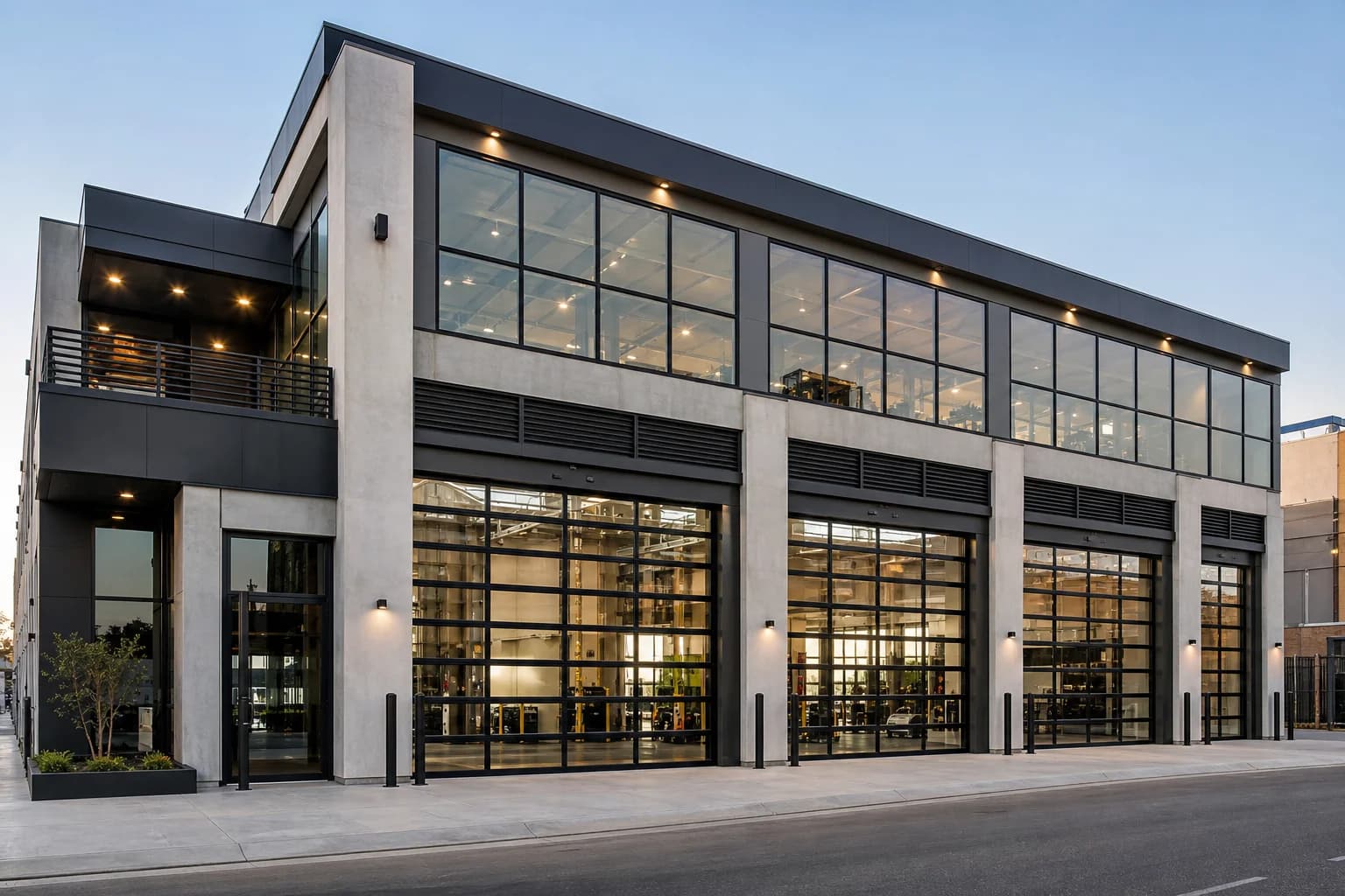 Commercial architectural garage door installation